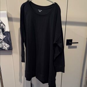 Eileen Fisher Black Tunic With Knit Cuffs and 2” Split Knit Hem Never Worn
